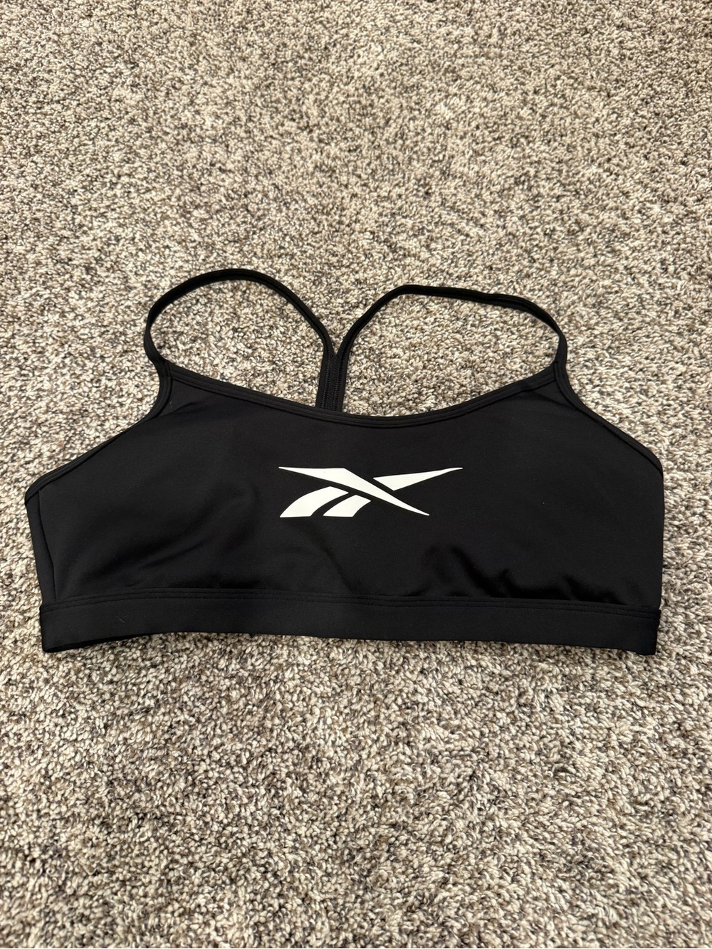 Reebok Black Sports Bra with White Logo - Thin Straps